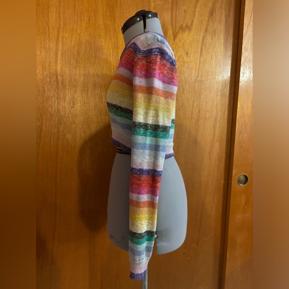 Lovers and Friends rainbow glitter crop sweater sz s - Picture 8 of 9